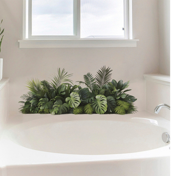 Διακοσμητικό αυτοκόλλητο τοίχου PVC με πράσινα φυτά και φύλλα για υπνοδωμάτιο, μοντέρνο μινιμαλιστικό στυλ (1 τεμάχιο)