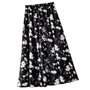 Γυναικεία φούστα Α-γραμμής με ψηλή μέση, μεσαίου μήκους, φλοράλ μοτίβο, πολυεστέρας