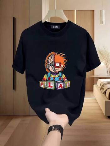 Детска тениска с аниме принт, кръгло деколте, къси ръкави, 100% полиестер, за деца 3–8 и 8+ години