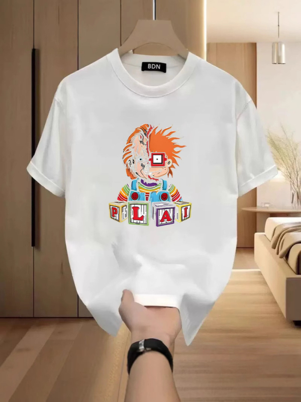 Детска тениска с аниме принт, кръгло деколте, къси ръкави, 100% полиестер, за деца 3–8 и 8+ години