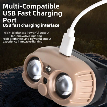 LED galvos žibintas su USB įkrovimu, atsparus vandeniui, 10 m atstumas, 20 valandų veikimo laikas