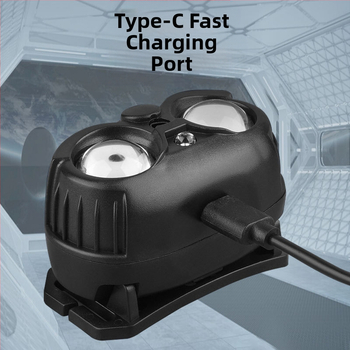 LED galvos žibintas su USB įkrovimu, atsparus vandeniui, 10 m atstumas, 20 valandų veikimo laikas