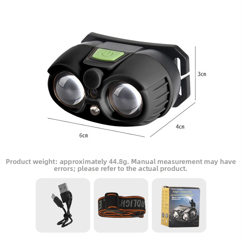 LED galvos žibintas su USB įkrovimu, atsparus vandeniui, 10 m atstumas, 20 valandų veikimo laikas