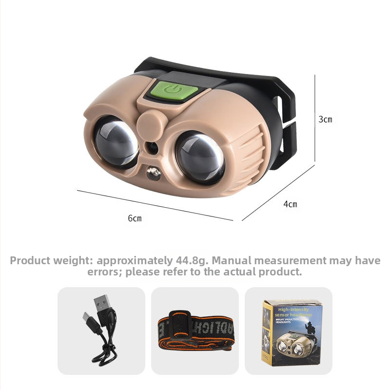 LED galvos žibintas su USB įkrovimu, atsparus vandeniui, 10 m atstumas, 20 valandų veikimo laikas