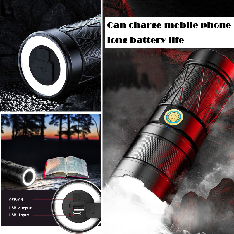 Тактически фенер с LED светлина, 20W, 1200mAh батерия, оптично увеличение, обхват 200–500 м