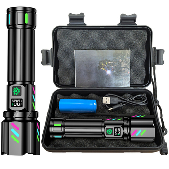 Többfunkciós LED zseblámpa 20W, 500 m+ hatótávolság, 360°-os forgás, kézi hajtás