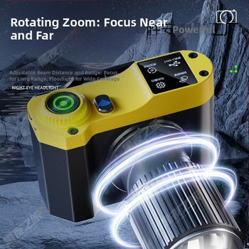 LED galvos žibintu 60W, įkraunamas, naktinei žvejybai - inžineriniai plastikai