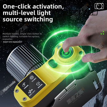 LED galvos žibintu 60W, įkraunamas, naktinei žvejybai - inžineriniai plastikai