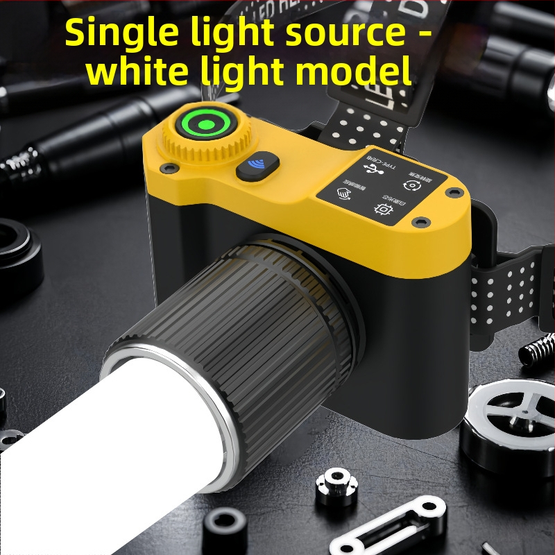 LED galvos žibintu 60W, įkraunamas, naktinei žvejybai - inžineriniai plastikai