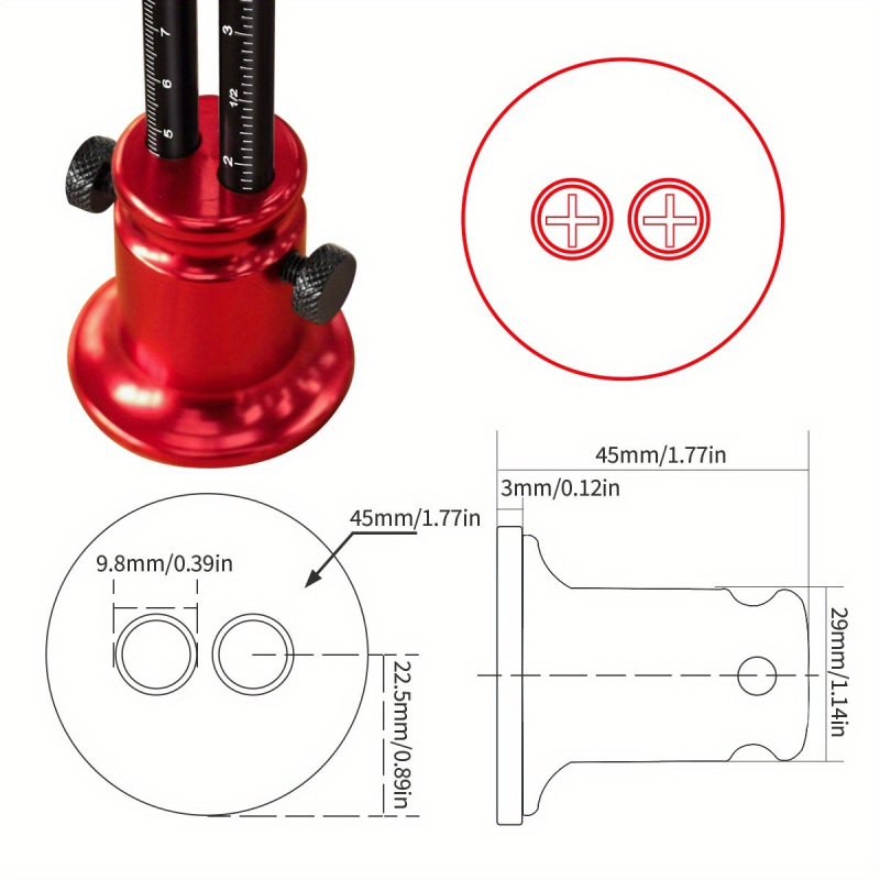 Европейски стил дървообработващ инструмент за чертане, метрична и имперска система, двойно острие за дюбели