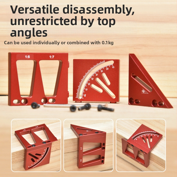 Onkel.J Ξυλουργικός διαγραμμιστής 45° γωνίας, κανόνας χάραξης 90°, κυκλικός κεντρικός δείκτης