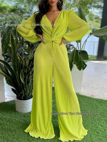 Ολόσωμη φόρμα με πιέτες, μακριά μανίκια, ίσιες παντελόνες, ύφασμα πολυεστέρα-σπάντεξ, street hipster στιλ, Άνοιξη 2025