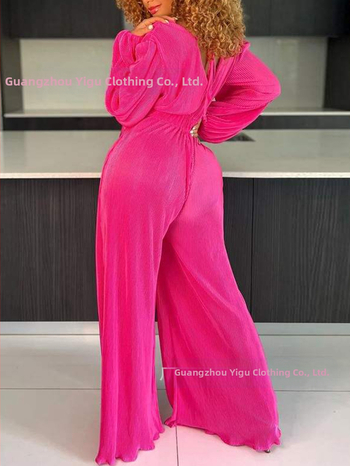 Ολόσωμη φόρμα με πιέτες, μακριά μανίκια, ίσιες παντελόνες, ύφασμα πολυεστέρα-σπάντεξ, street hipster στιλ, Άνοιξη 2025