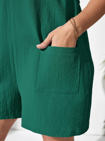 Γυναικείος ολόσωμος jumpsuit, без μανίκια, ψηλή μέση, φαρδιά γραμμή, μήκος παντελόνι 3/4, πολυεστέρας