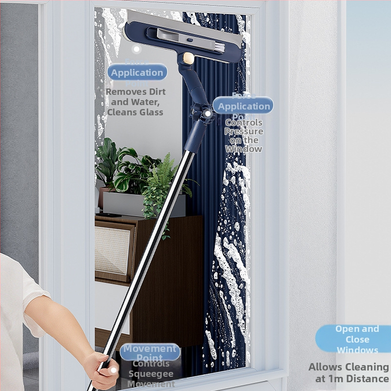 Двустранна чистачка за прозорци и скребец за стъкло от неръждаема стомана за домашна употреба