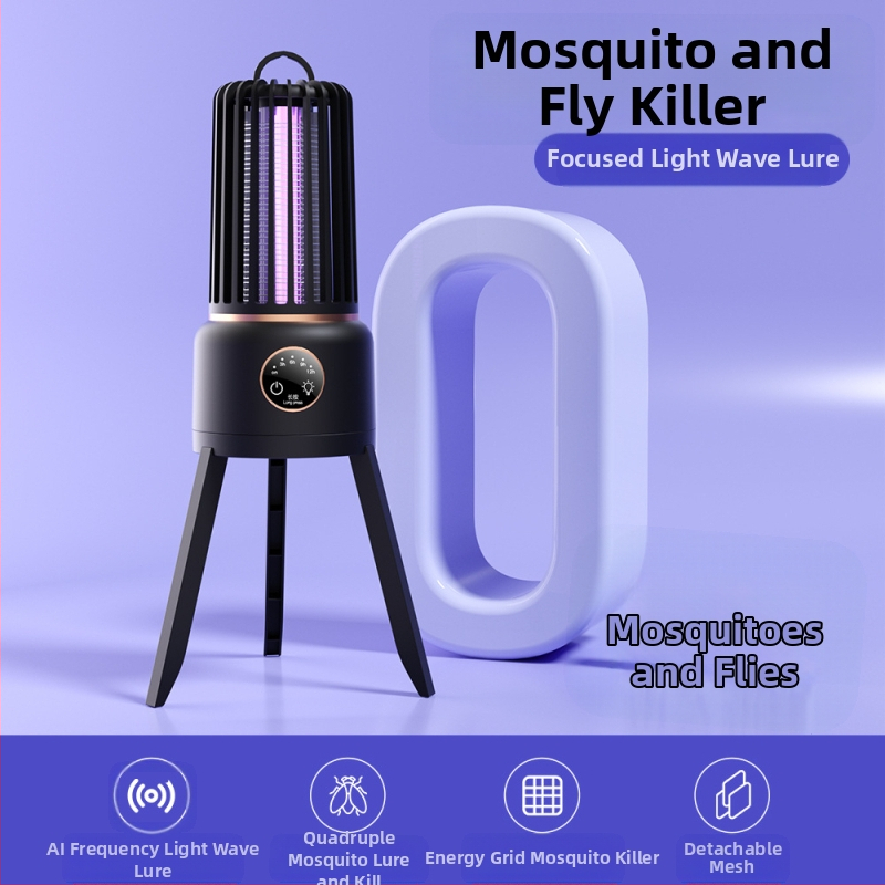 Uodų žudymo lempa vidaus ir lauko naudojimui — LED šviesos gaudyklė su elektriniu šūviu, įmontuota 2000–2500mAh baterija, aprėptis 11–20㎡