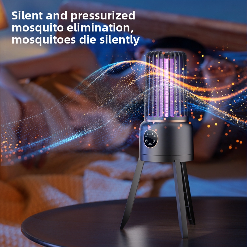 Комарогасителна лампа за вътрешно и външно ползване — LED улов чрез светлинна вълна и електрически удар, вградена батерия 2000–2500mAh, обхват 11–20㎡