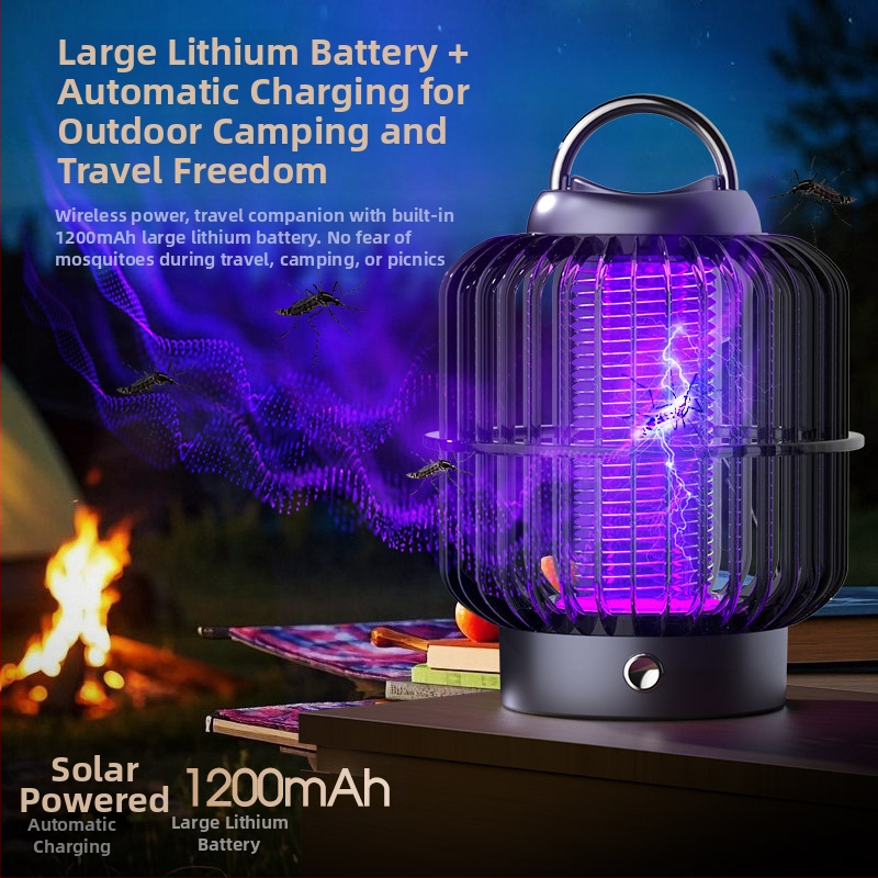 Лампа за комари с електрически удар, стил птича клетка, вградена батерия 1001–1600 mAh, LED осветление, обхват 21–30㎡, зареждане до 1 ч