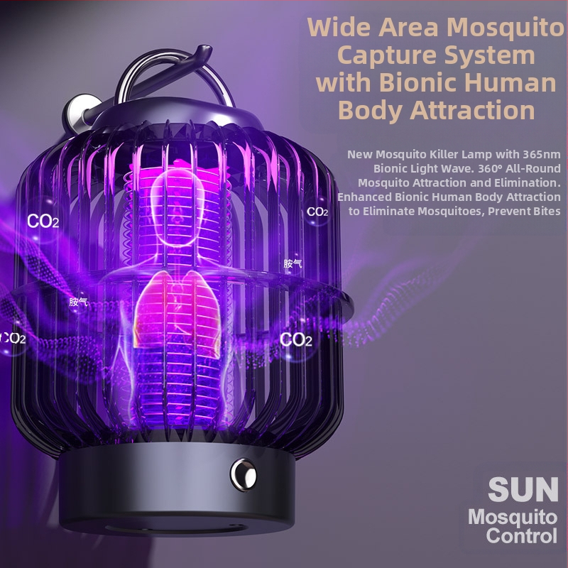 Лампа за комари с електрически удар, стил птича клетка, вградена батерия 1001–1600 mAh, LED осветление, обхват 21–30㎡, зареждане до 1 ч