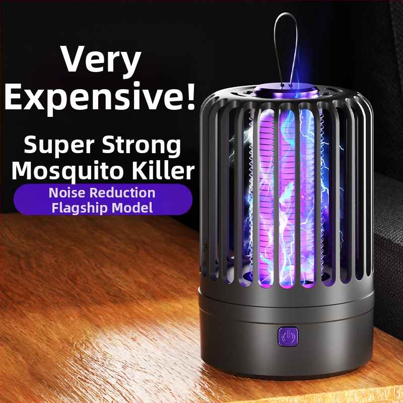 Λάμπα εξόντωσης κουνουπιών με ενσωματωμένη μπαταρία, USB επαναφορτιζόμενη, 360° ηλεκτρικό σοκ και παγίδα φωτεινών κυμάτων, εσωτερική/εξωτερική χρήση, κάλυψη 21–30㎡