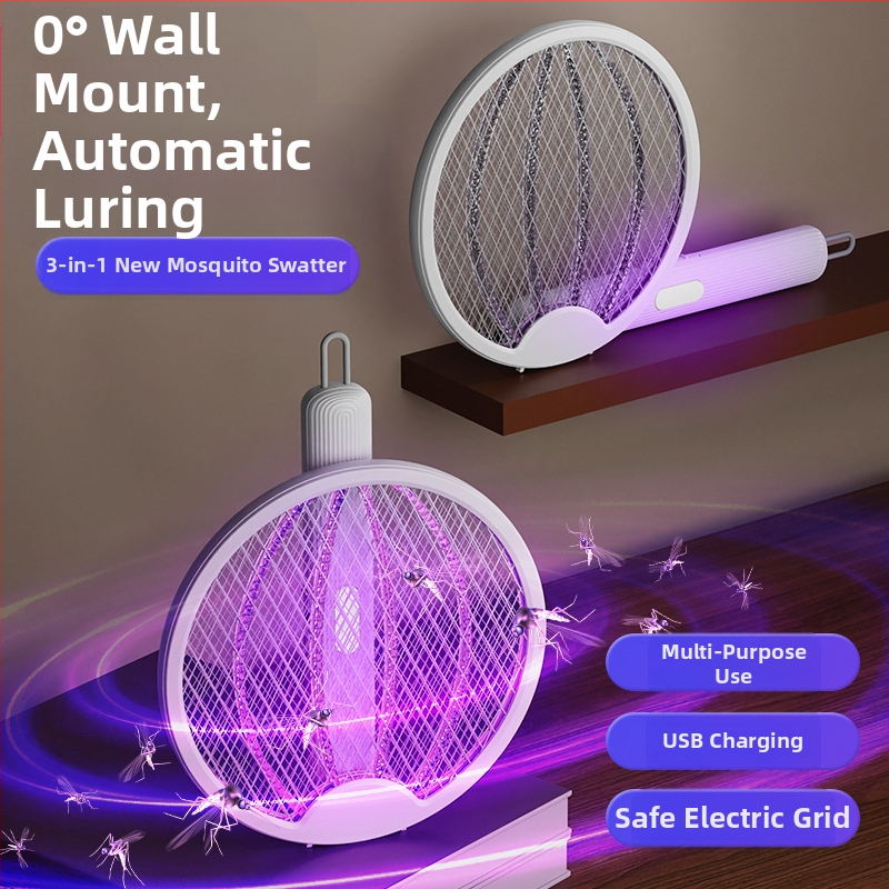 Ηλεκτρικό όπλο κατά των κουνουπιών - αναδιπλούμενο 4-σε-1, επαναφορτιζόμενο, LED φως, ενσωματωμένη μπαταρία 501–800mAh