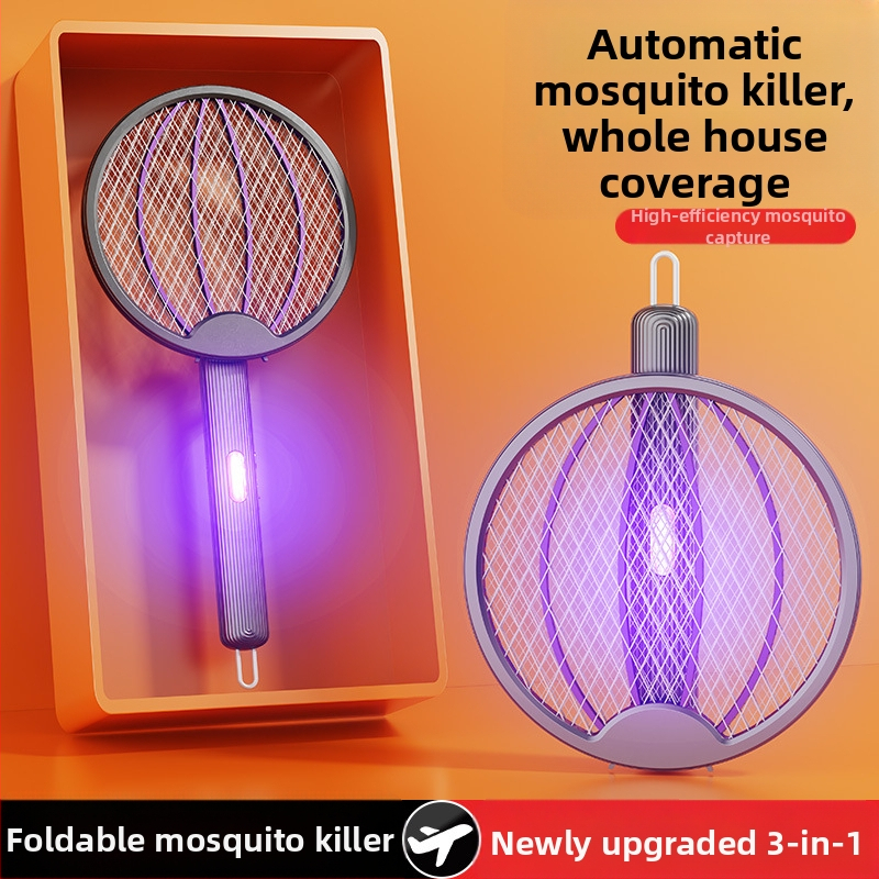 Ηλεκτρικό όπλο κατά των κουνουπιών - αναδιπλούμενο 4-σε-1, επαναφορτιζόμενο, LED φως, ενσωματωμένη μπαταρία 501–800mAh