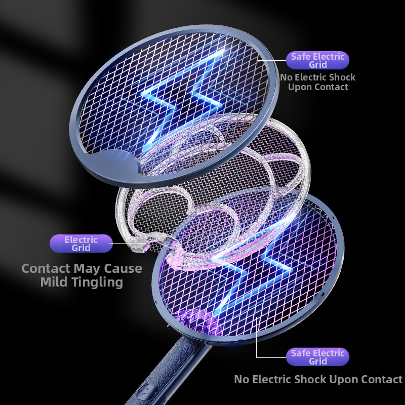 Електрическа мрежа за комари, сгъваща се, с вградена батерия 501–800 mAh, въртене 180°, обхват 21–30 м², никел-цинк-железна мрежа