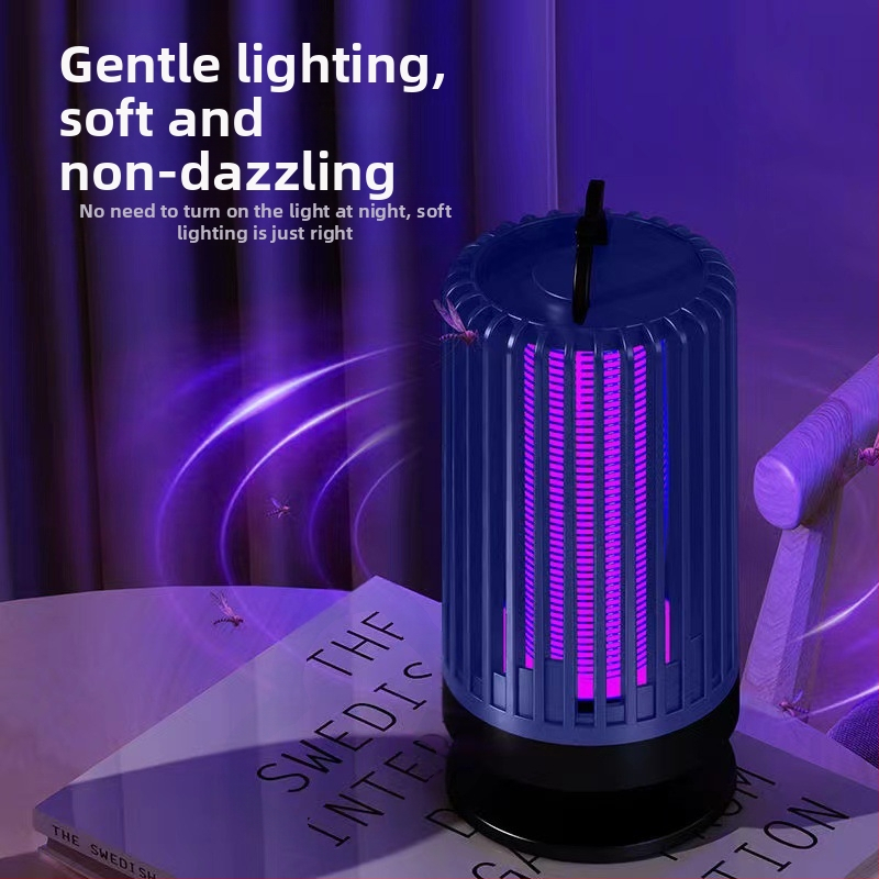 Комарена лампа за вътрешна употреба, безшумен електрошоков ловец на комари, UV светлина, корпус PP, подходяща за площи до 10㎡