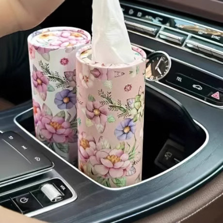 Автомобилен цилиндър за салфетки — Модел 001; чиста дървесна пулпа; 40 листа; първокласна хартия; без аромат