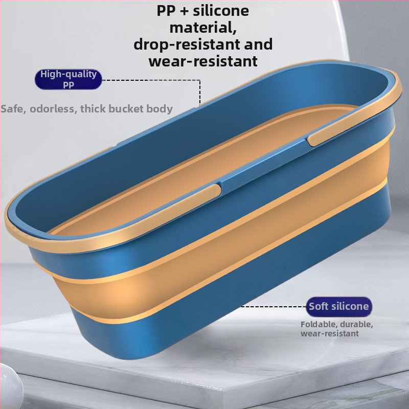 Αναδιπλόμενος κάδος σφουγγαρίστρας για οικιακή χρήση, ράβδος σφουγγαρίστρας από ανοξείδωτο χάλυβα, απορροφητικός και πλένεται