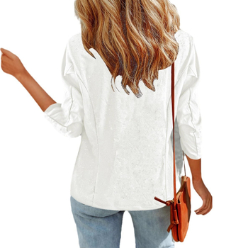 Γυναικείο λεπτό µπελέζερ με κλασική γραμμή και γιακά, κούμπωμα με ένα κουμπί, μακριά μανίκια, ύφασμα πολυεστέρα-ελαστάνης