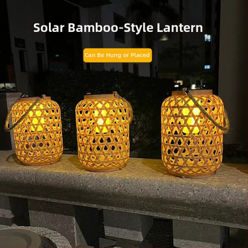 Ηλιακό φανάρι κήπου σε пасторалτικό κινεζικό ρετρό σχέδιο, αντίγραφο μπαμπού, IP55 αδιάβροχο, LED φως, μοντέλο 888, 6–12 ώρες φωτισμού