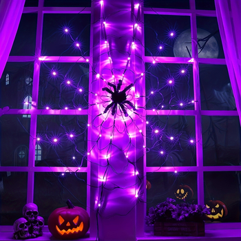 Halloween LED φωτιστικό αράχνης-ιστών με τηλεχειριστήριο, 70 LED, 110V, IP42, διάρκεια ζωής 50 000 ωρών, τροφοδοσία με θήκη μπαταριών