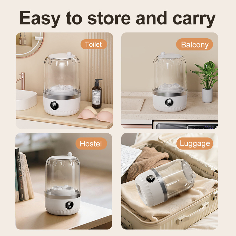 AJ068 — Mini veļasmazgājamā mašīna intīmam apģērbam, USB uzlāde, pārnēsājama un bezvadu uzlāde, pilnībā automātiska, 5V, 15W, 50Hz