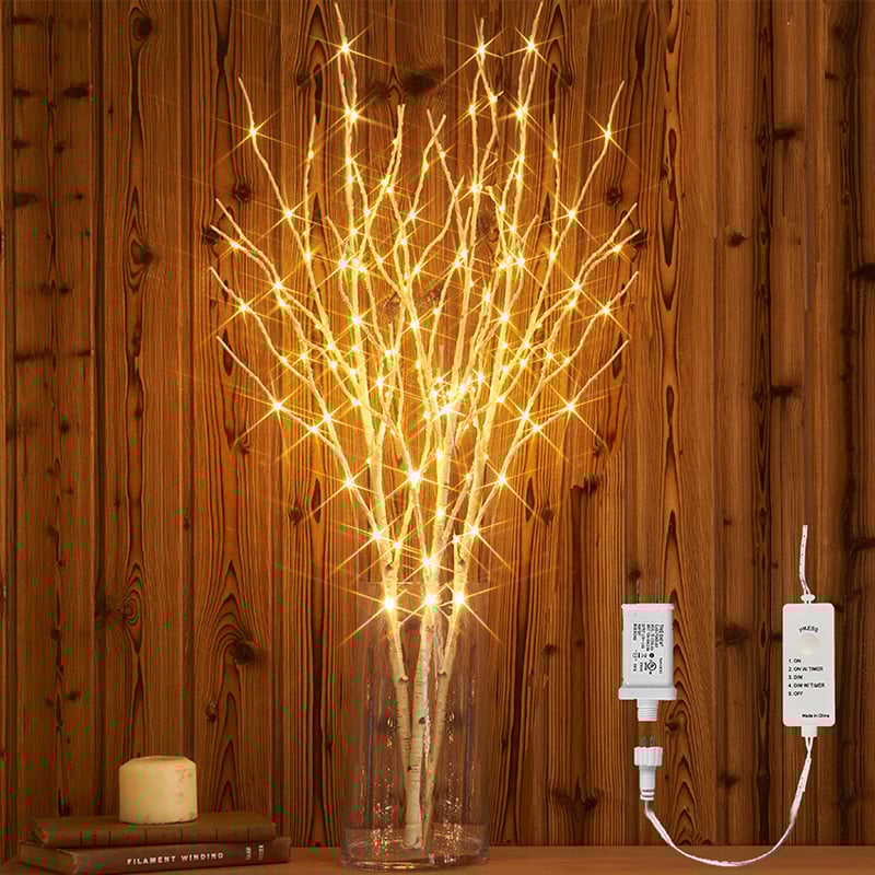 LED virknes ar vara vadu – koka zariu dizains, 150 LED, IP44, ieeja ≤36V, 5/8 funkciju vadība, darba ilgums 20000h
