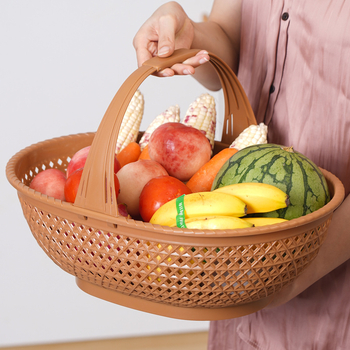 Pirkinių krepšys: plastikinis krepšys su bambuko imitacija, nešiojamas, 10 kg apkrova, drenavimo krepšys