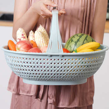 Pirkinių krepšys: plastikinis krepšys su bambuko imitacija, nešiojamas, 10 kg apkrova, drenavimo krepšys