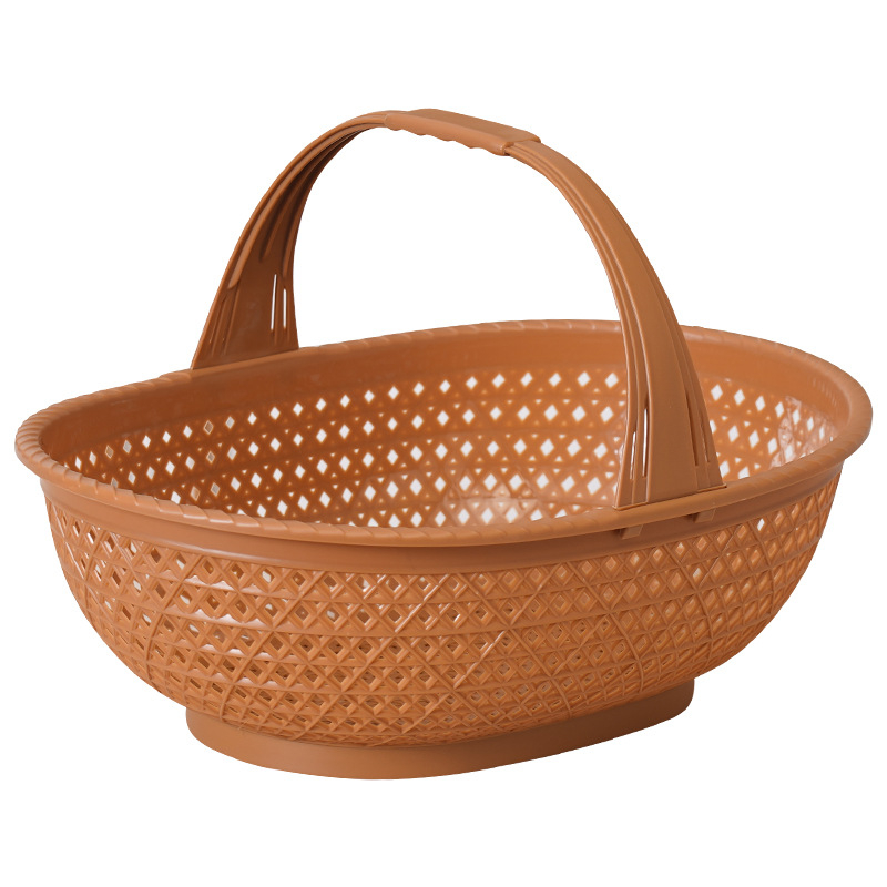 Pirkinių krepšys: plastikinis krepšys su bambuko imitacija, nešiojamas, 10 kg apkrova, drenavimo krepšys