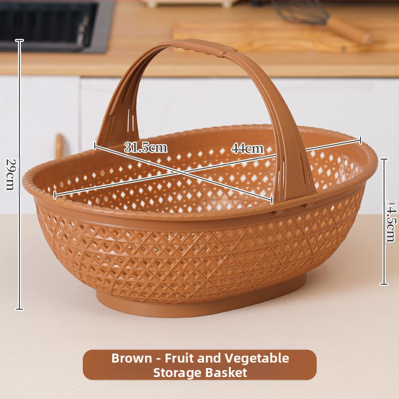 Pirkinių krepšys: plastikinis krepšys su bambuko imitacija, nešiojamas, 10 kg apkrova, drenavimo krepšys