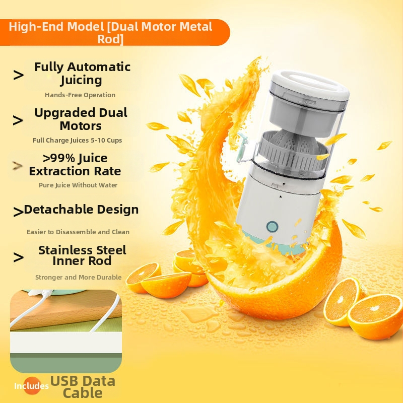 Nešiojama sulčiaspaudė su 18000 rpm, 150 W, nerūdijančio plieno vidinė talpa, nuimamas akumuliatorius, talpa iki 400 ml