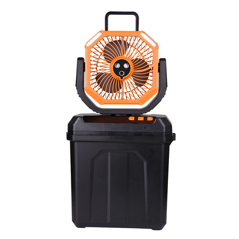 Purškimo ventiliatorius kempingui su USB maitinimu, palapinės apšvietimas, 3 ašmenys, įmontuota 6000mAh baterija, 4 greičiai, nuotolinio valdymo