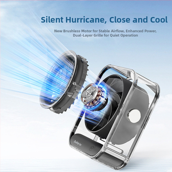 Stalo USB ventiliatorius su įdiegta baterija 4000-6000 mAh, brushless variklis, 6 mentelės, 5 V