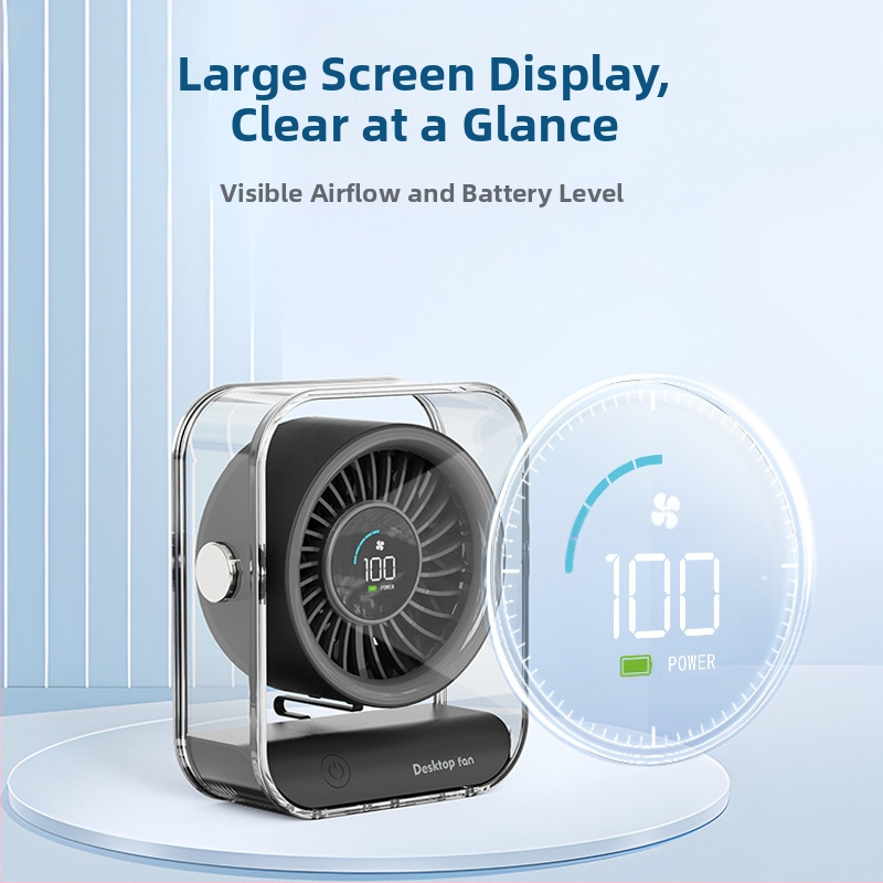 Настолен USB вентилатор с вграден акумулатор 4000-6000 mAh, безчетков двигател, 6 лопатки, 5 V