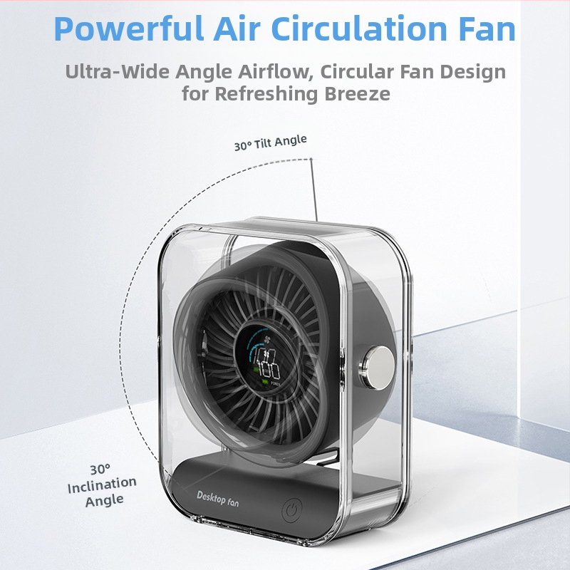 Настолен USB вентилатор с вграден акумулатор 4000-6000 mAh, безчетков двигател, 6 лопатки, 5 V