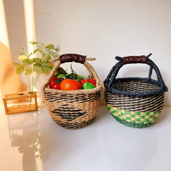 Kézzel font bevásárló kosár fűzfa és szalma anyagból, ZB-073 modell, pásztor stílus, sokoldalú felhasználás otthoni tároláshoz, piknikhez és íróasztal rendezéséhez