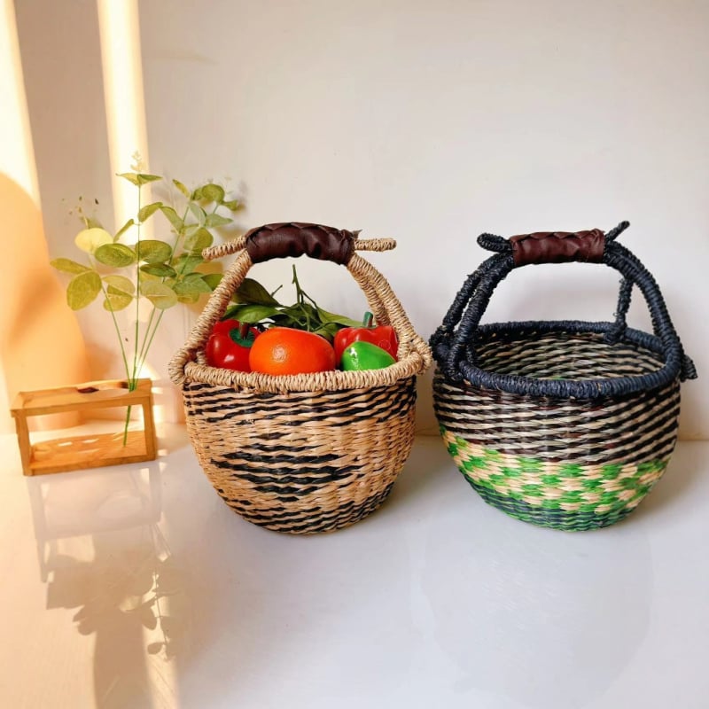 Kézzel font bevásárló kosár fűzfa és szalma anyagból, ZB-073 modell, pásztor stílus, sokoldalú felhasználás otthoni tároláshoz, piknikhez és íróasztal rendezéséhez
