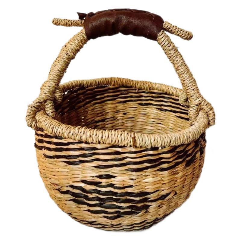 Kézzel font bevásárló kosár fűzfa és szalma anyagból, ZB-073 modell, pásztor stílus, sokoldalú felhasználás otthoni tároláshoz, piknikhez és íróasztal rendezéséhez