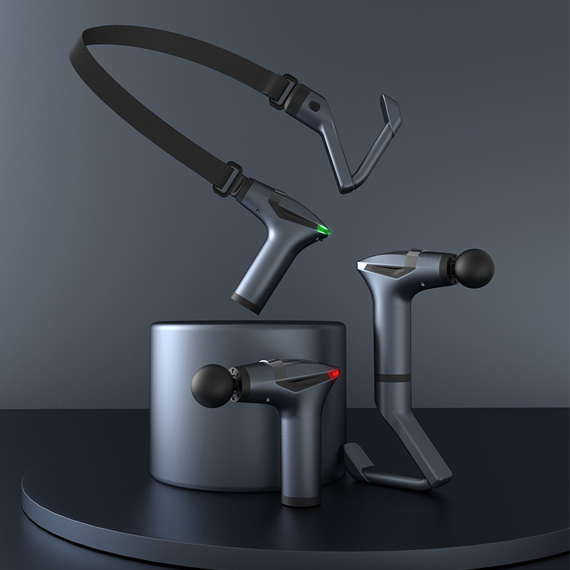 Elektrinis fascijų masažuoklis su 4 antgaliais, LCD ekranas, daugiapakopė reguliavimas (>5), įmontuota 1200–2000 mAh baterija