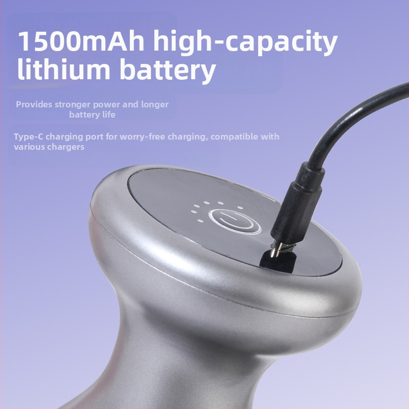 Ръчен Fascia Gun масажор за шия, рамене и цялото тяло, с 4 глави, електрически перкусионен масажор с LCD, 5+ скорости, вградена батерия 500–800 mAh, шум 46–70 dB