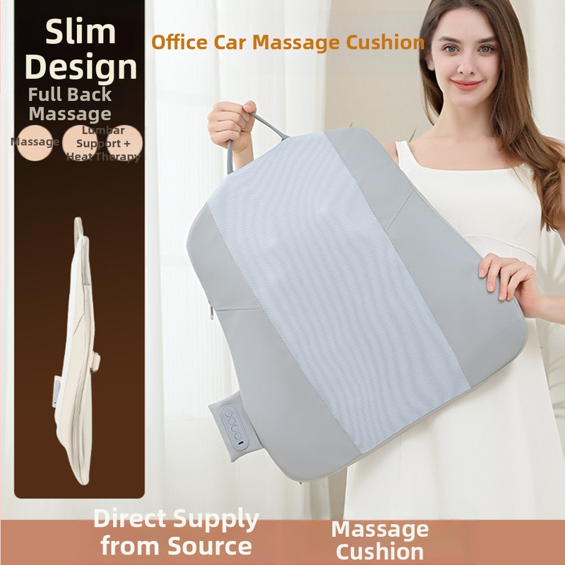 Масажна възглавница за кръст и гръб с 2 масажни глави, месене, термична компресия с червена светлина и инфрачервена терапия, за домашна и автомобилна употреба
